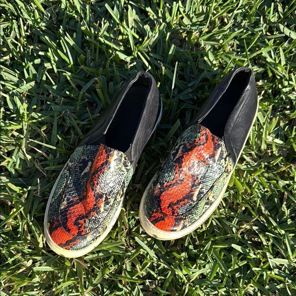 Alexander McQueen Colorful Snake Print Slip On Sneaker - Size 38
